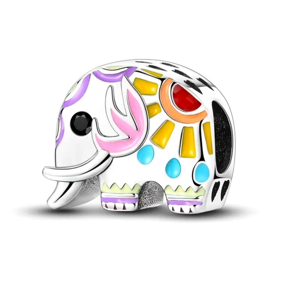 925 Silver Colorful Elephant Charm - NWT - Picture 1 of 4